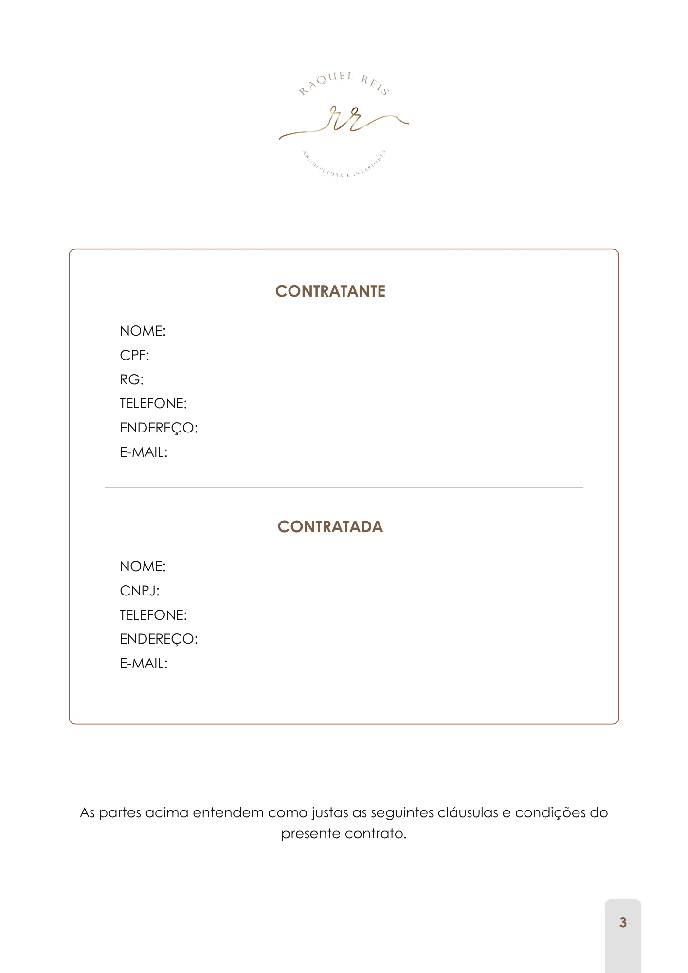 Exemplo de contrato personalizado para Arquitetura, página 3