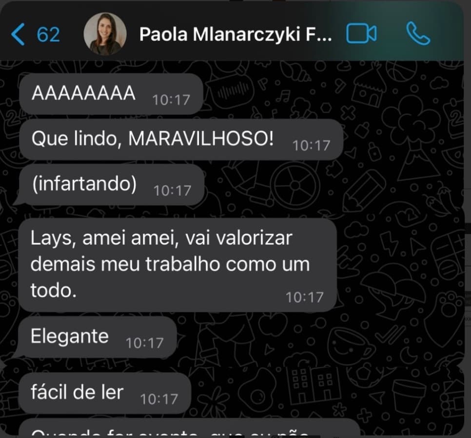 Depoimento de cliente sobre contrato personalizado recebido