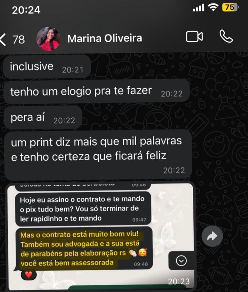 Depoimento de cliente sobre segurança do contrato recebido