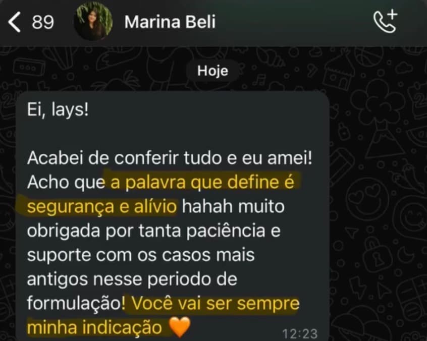 Depoimento de cliente sobre o resultado do contrato
